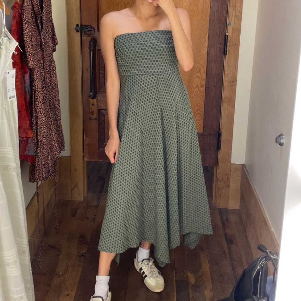 Urban outfitters strapless texture midi dress